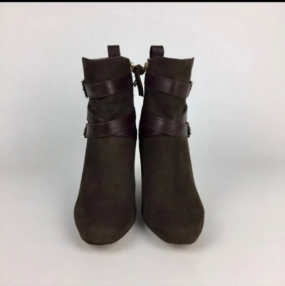 Louise et Cie Shoes - Louise et Cie Womens Brown Leather Suede Chunky Heel Buckled Ankle Boots. 8.5